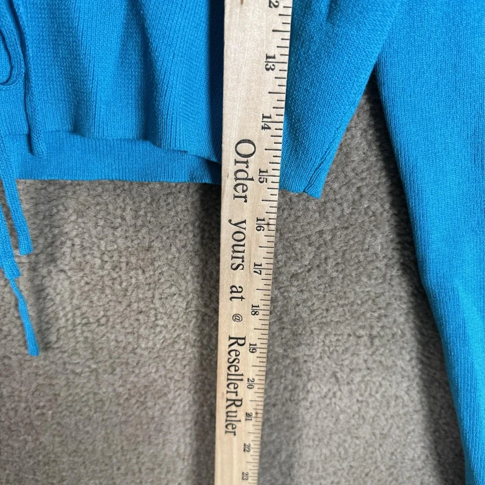7 For All Mankind Sweater Womens Small Blue Tie‎ Front Cropped Cardigan Knit